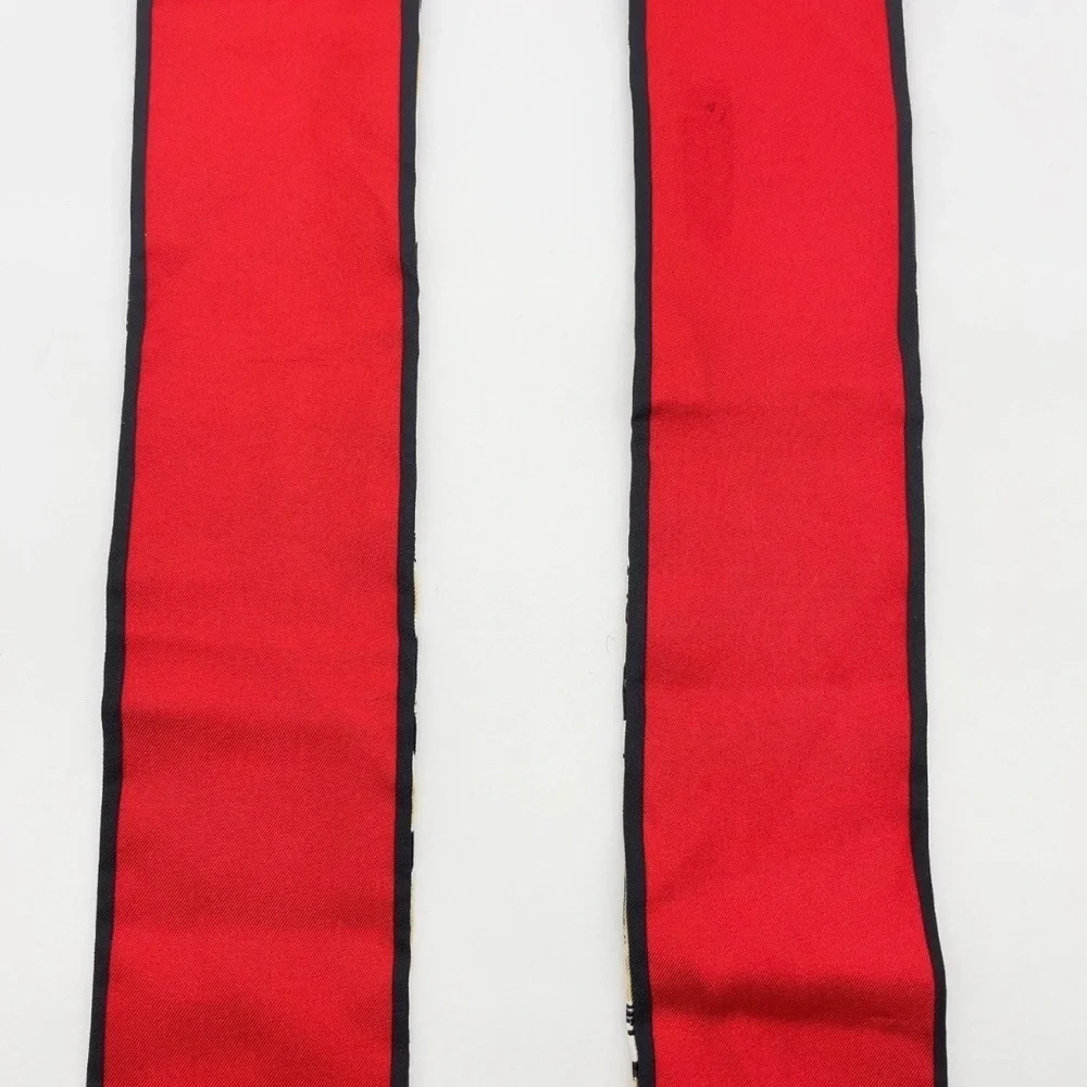 Auth Louis Vuitton Twilly Monogram Bandeau Red Silk Scarf/WB